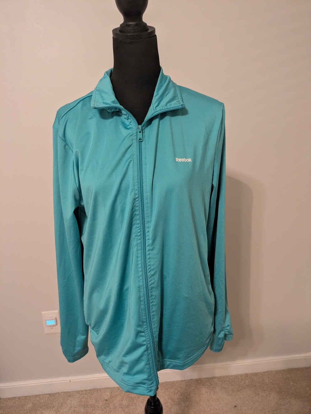 Reebok Teal Full-Zip Track Jacket Women's Size L Active Pockets Stretch